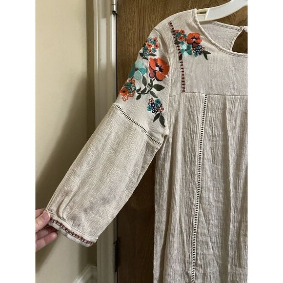 Gibson Latimer Sheer Ivory Womens S Boho Floral Embroidered Blouse Colorful - Picture 3 of 15